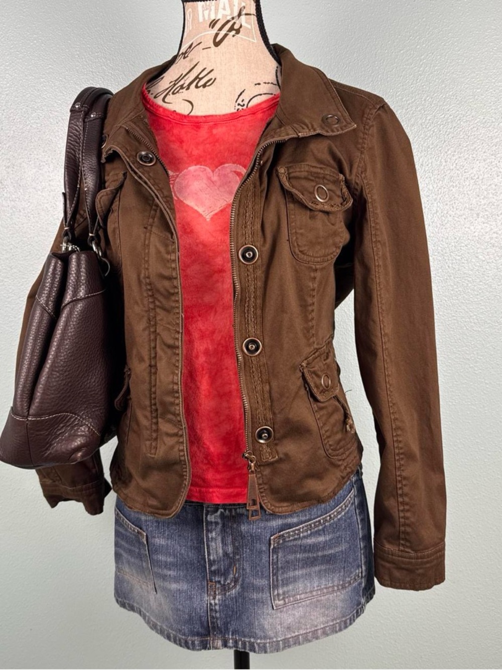 Y2K Vintage AMI Cotton Brown Utility Jacket Women’s Size Medium or Small